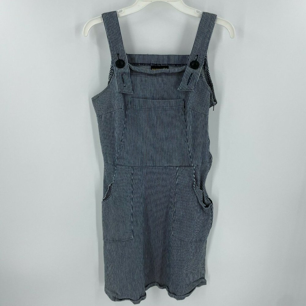 Nooworks Women's Mini Jumper Dress Pinstripe XL Cotton Spandex Strap Sleeveless